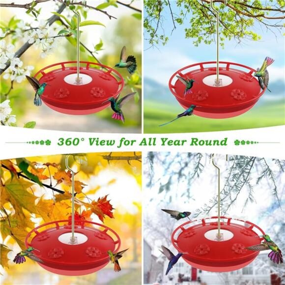 2 Pack 16 OZ Hummingbird Feeders for Outdoor 5 Feeder Ports Ant Bee Proof Leak - Picture 6 of 7